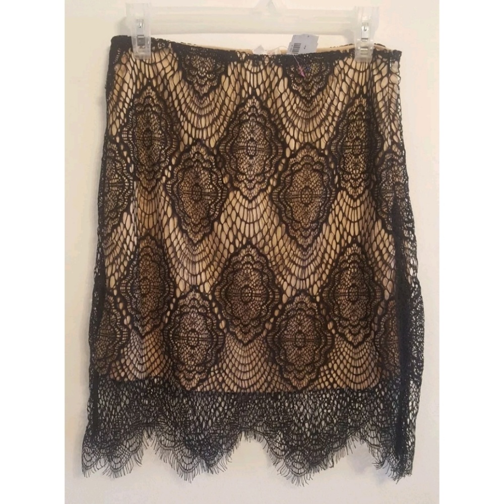 Luxxel Eyelash Lace Skirt Large Boho Black Nude